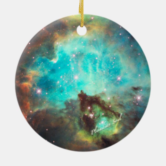 Ornamento Redondo de Nebulosa Teal #2 (Traseira)