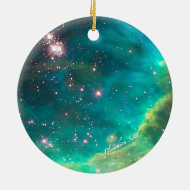 Ornamento Redondo de Nebulosa Teal #4 (Traseira)