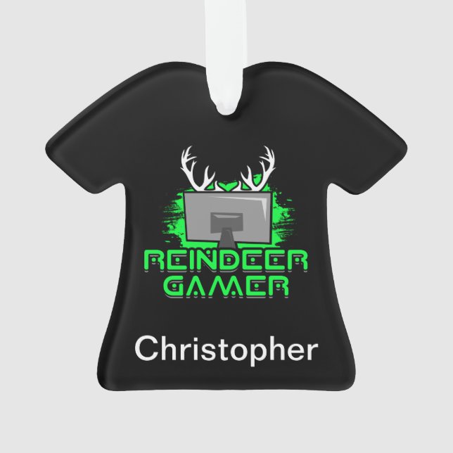 Ornamento Reindeer Personalizado Gamer Natal Engraçado (Verso)