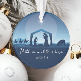 Ornamento Religious Nativity Scene Bible Verse Christmas