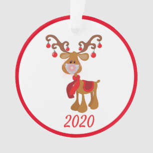 Ornamento Rena Rudolph com máscara facial Quarentena 2020
