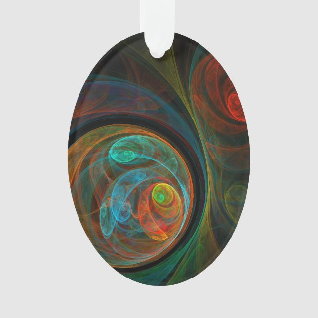 Ornamento Renascimento de Abstrato de Arte Azul Oval (Frente)