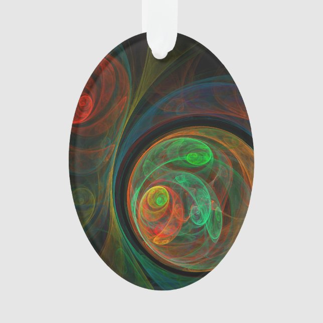 Ornamento Renascimento do Abstrato de Arte Verde Oval (Frente)
