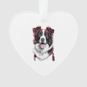Ornamento Retrato de Border Collie em Detalhe Vibrante para