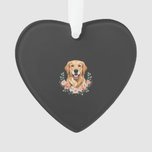 Ornamento Retrato de Cão Golden Retriever Floral Sublimação