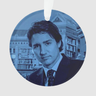 Ornamento Retrato de Justin Trudeau 2014 em azul
