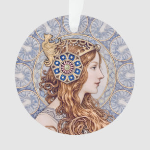 Ornamento Retrato de Rainha Art Nouveau