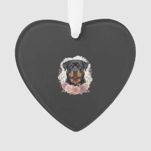 Ornamento Retrato de Sublimação de Cachorro Rottweiler Flora