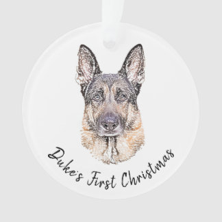 Ornamento Retrato de um Cachorro German shepherd Arte Espeta