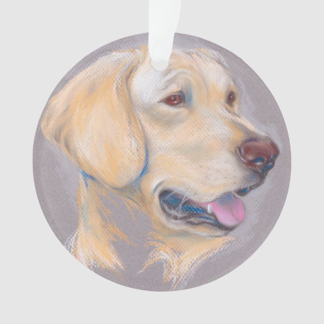 Ornamento Retrato do Retriever Labrador Amarelo (Frente)