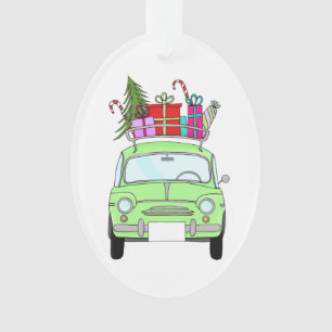Ornamento Retro Fiat 500 com presentes de Natal
