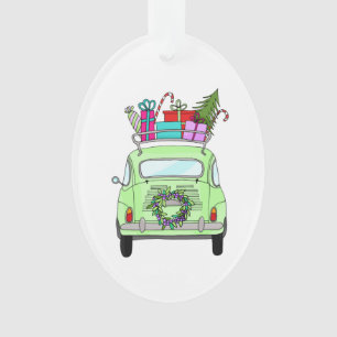 Ornamento Retro Fiat 500 com presentes de Natal