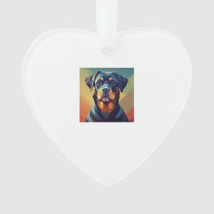 Ornamento Retro Pop Art Rottweiler - Retrato Colorido de Cac