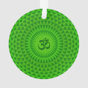 Ornamento Roda de meditação da flor de lótus verde esmeralda