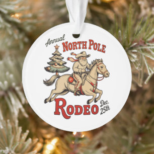 Ornamento Rodeio Anual do Polo Norte 25 de Dezembro Cowboy P