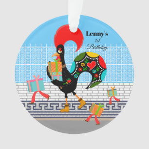Ornamento Rooster Português com Dons Partido primeiro aniver
