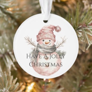 Ornamento Rosa Dourada de Natal Candy Candy Canes Snowman