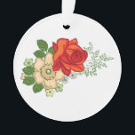 Ornamento Rosa vermelha e margaridas<br><div class="desc">Belo e colorido buquê de flores,  rosa vermelha e margaridas brancas.</div>