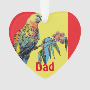 Ornamento Rosella Parrot Watercolor Pai Nome do Pai