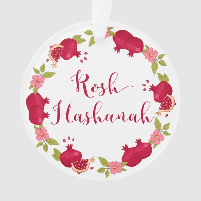 Ornamento Rosh Hashanah Ano Novo Pomegranato (Frente)