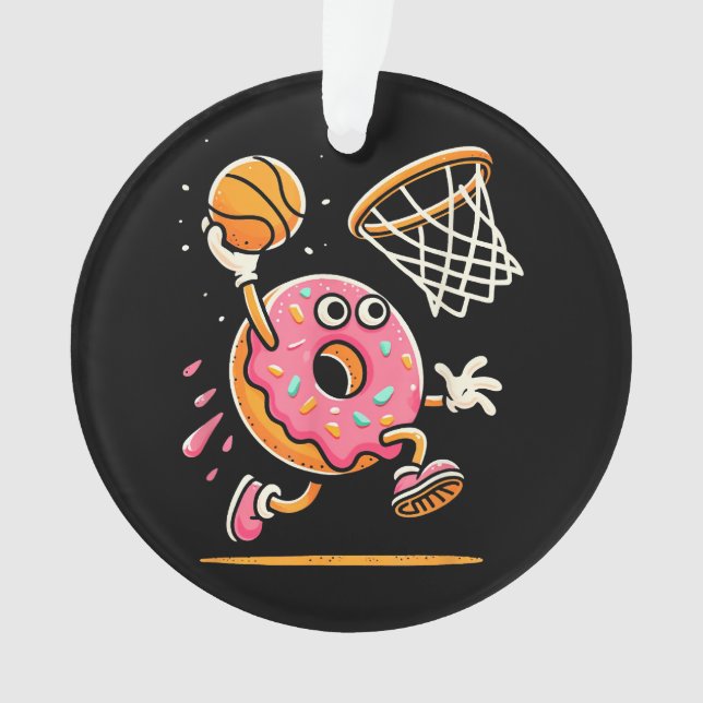 Ornamento Rosquinha Engraçada, Comida de basquetebol, Dunbal (Frente)