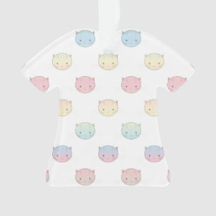 Ornamento Rostos de gatinho pastel adoráveis Rosa Azul Verde