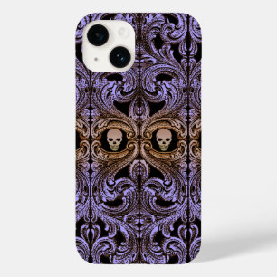 Ornamento roxo do gótico com crânio