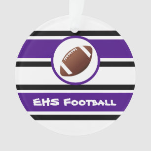 Ornamento roxo e preto personalizado do futebol