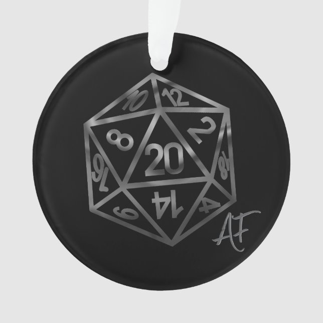Ornamento RPG Crit AF | Silver Fantasy Tabletop Gamer Dice (Frente)