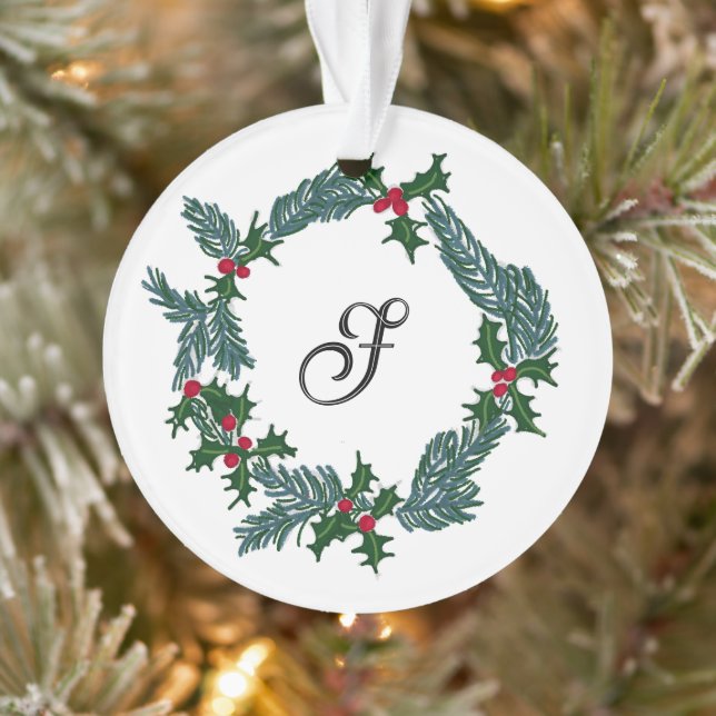 Ornamento Rua de Natal desenhar, inicial personalizável (Árvore)