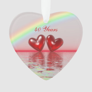 Ornamento Ruby Hearts do 40º aniversário
