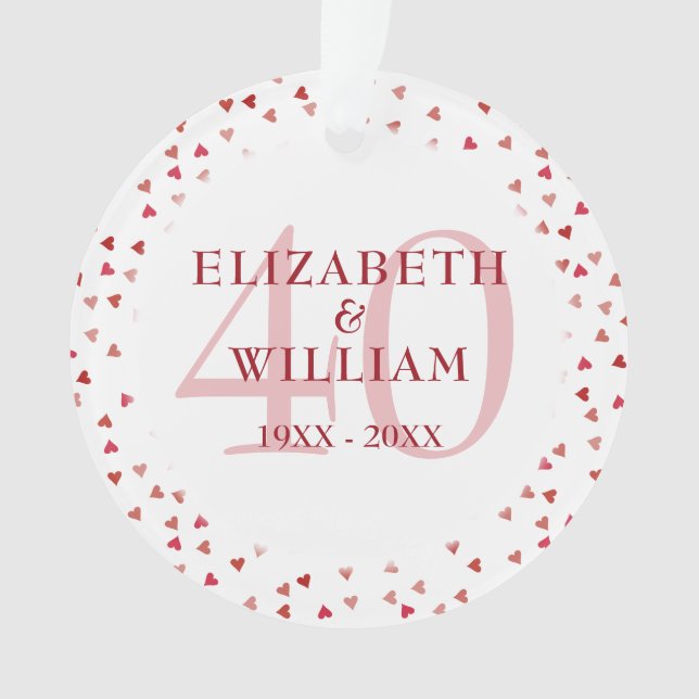 Ornamento Ruby Hearts do 40º aniversário (Frente)