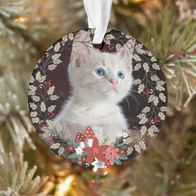 Ornamento Rustic deixa Cat Pet Photo Wreath Natal (Árvore)