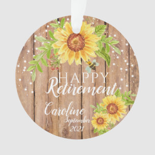Ornamento Rustic Happy Retirement Floral Personalizado