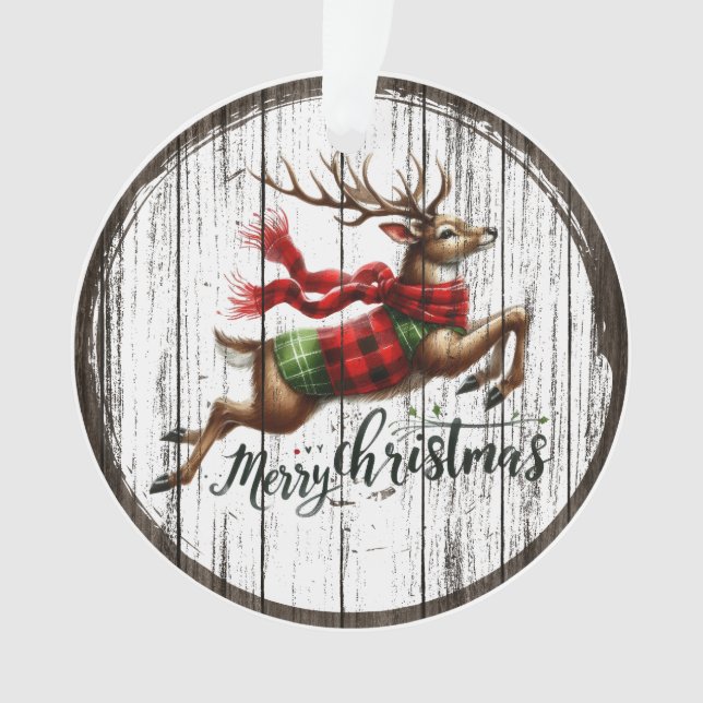 Ornamento Rustic Leaping Reindeer  (Frente)