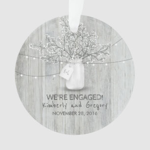 Ornamento Rustic Mason Jar Baby's Breath String Luz Madeira