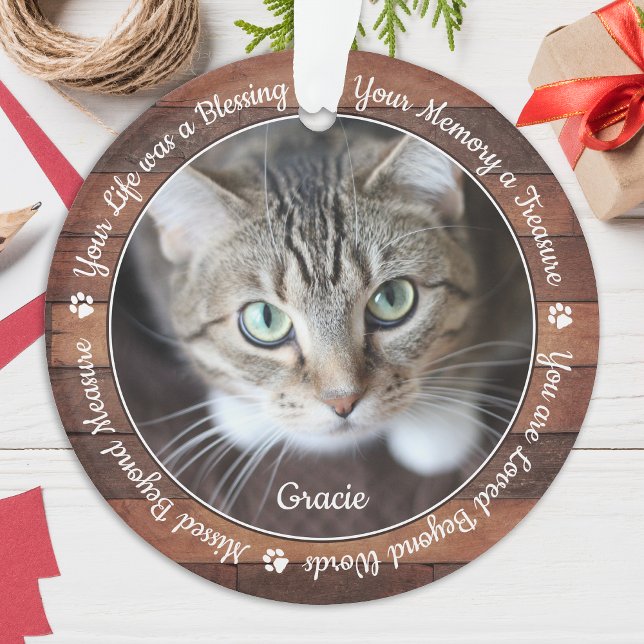 Ornamento Rustic Pet Memorial Pet Perde Keepsasasasaac Foto  (Criador carregado)