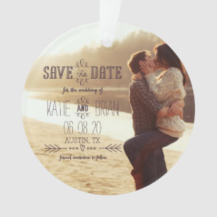 Ornamento Rustic Wedding Salva Ornament de Fotografia de Dat