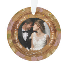 Rustic Wood Floral Couples First Christmas married