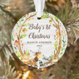 Ornamento Rustic Woodland Animal Baby's First Christmas