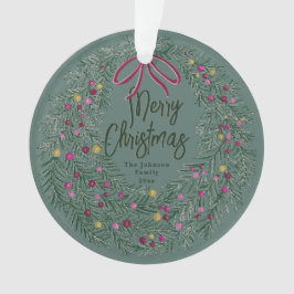 Ornamento Sage Green Christmas Acrylic Ornament with Photo