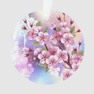Ornamento Sakura rosa no fundo da pintura
