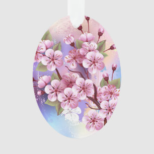 Ornamento Sakura rosa no fundo da pintura