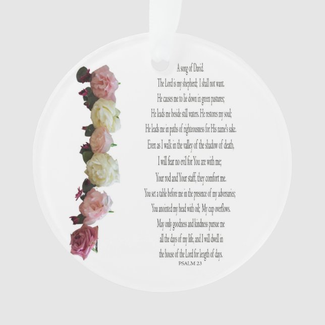 Ornamento Salm 23, Song for David, Circle Acrylic Ornament (Frente)