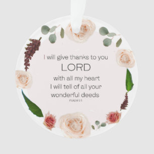 Ornamento Salm 9:1, Bíblia Verse, eu te darei obrigados