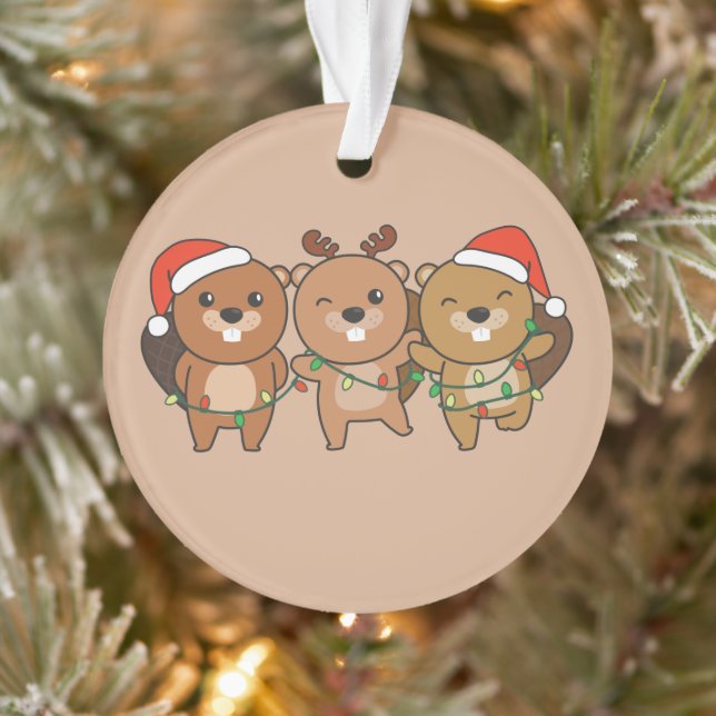 Ornamento Salva de Natal de Beaver Animais de Natal (Árvore)