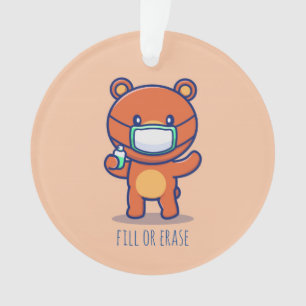 Ornamento Sanitizador personalizável de máscara de urso fo