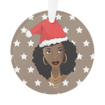 Santa Chapéu de Natal de Mulher Negra, estrelas br