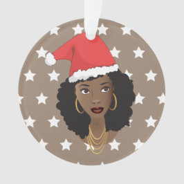 Ornamento Santa Chapéu de Natal de Mulher Negra, estrelas br