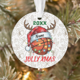 Ornamento  Santa Hat Basketball Reindeer Christmas Fun Sport